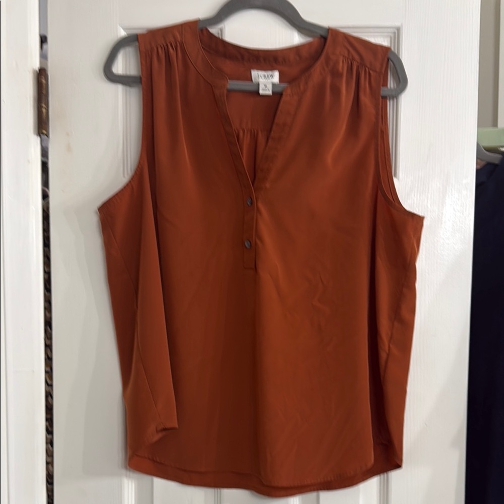J. Crew Brown Mandarin Collar Blouse